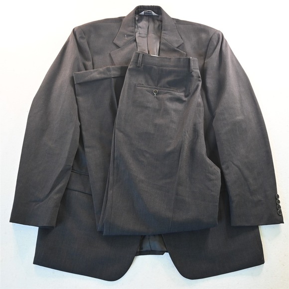 Pronto Uomo 42L 36x32 Gray 100% Wool Italy Made Mens Jacket Pants Suit